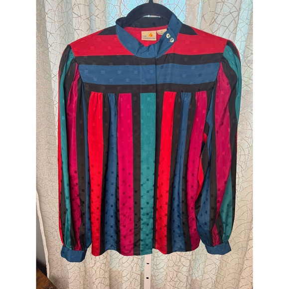 Liz Claiborne Tops - Vintage 80s Liz Claiborne Multicolor Long‎ Sleeve Blouse Women's Button Up  10